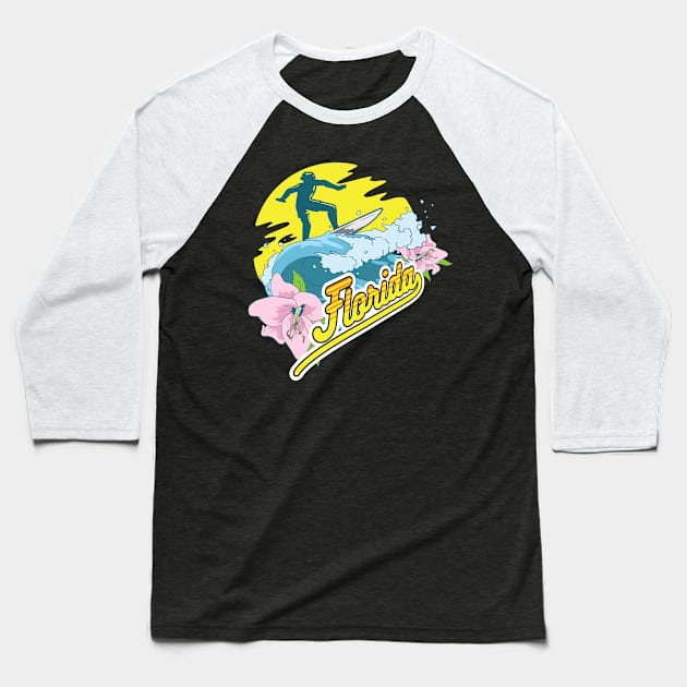 Florida Surfing Baseball T-Shirt by KAWAIITEE